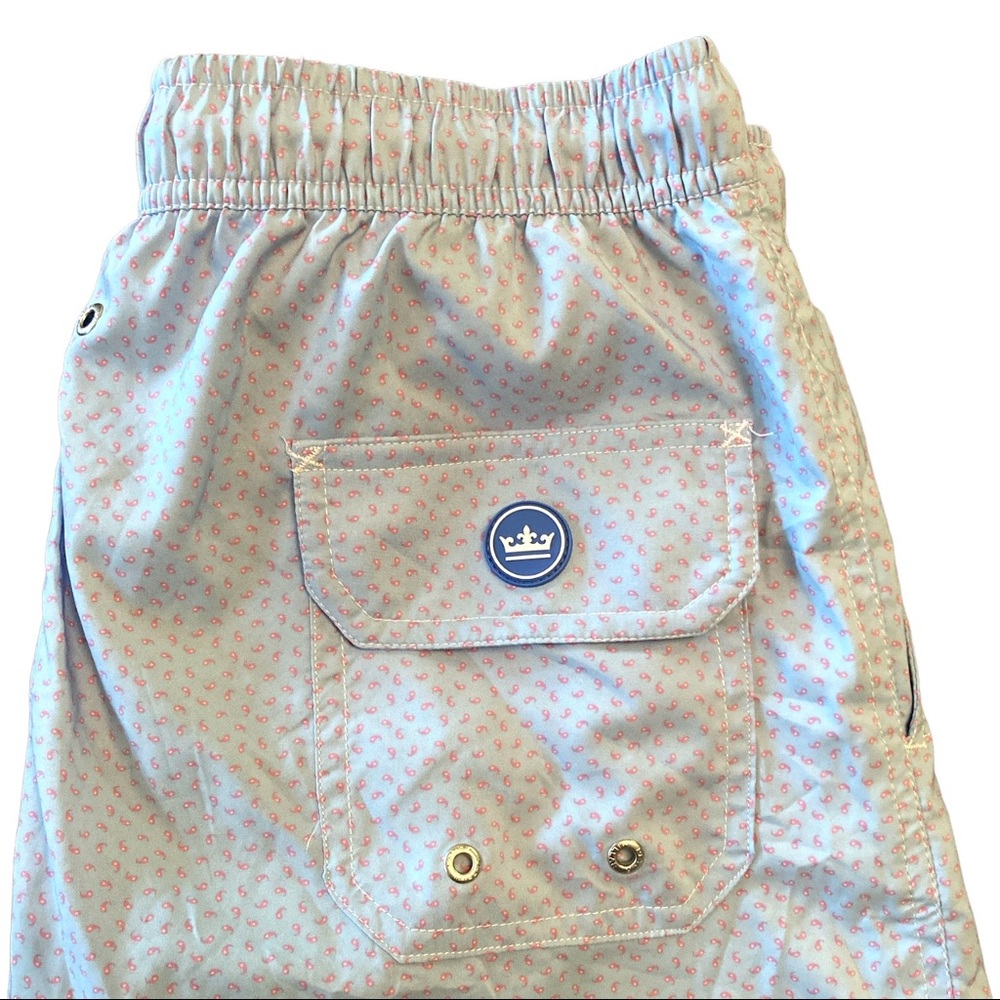Peter Millar Swim Trunk Shorts Mens Medium Blue Pink Crown Mesh Liner Pockets